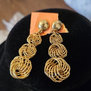Vintage gold Tone Spiral earrings